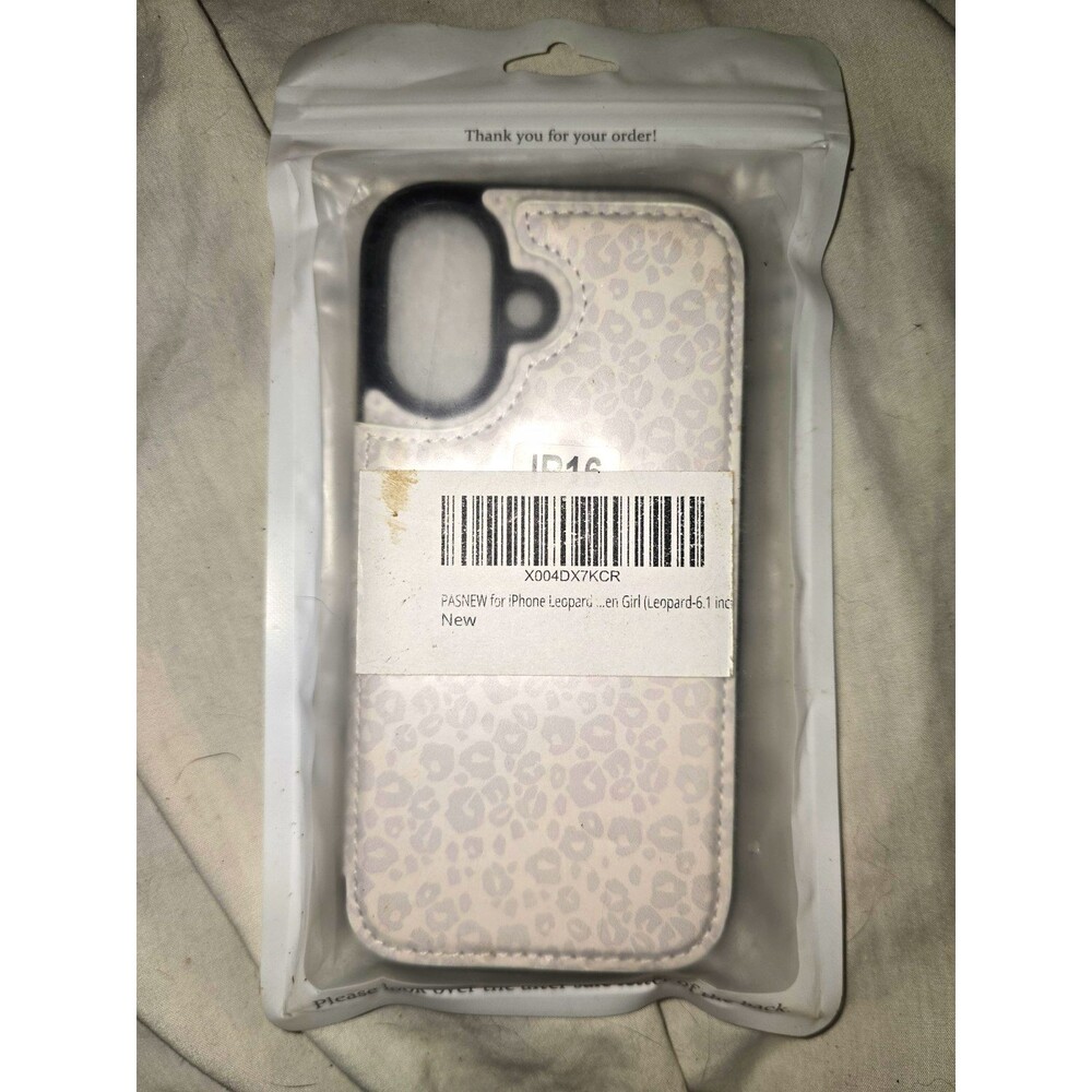 PASNEW Leopard Pattern Wallet Case for Apple iPhone 16, White